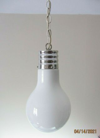 Vintage Hanging Lamp Glass Giant Light Bulb Pop Art Mid Century Modern 60 