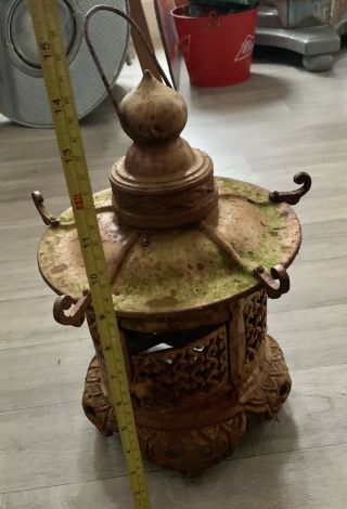 Vintage Japanese Pagoda Cast Iron Garden Lantern