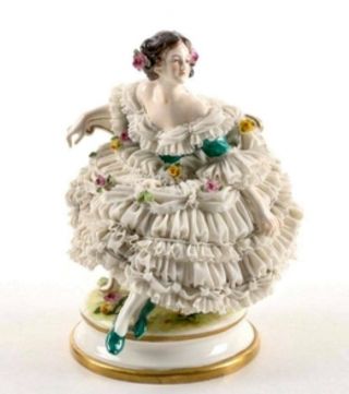Antique Porcelain Lady Russian Ballet Figurine Volkstedt Germany Rare
