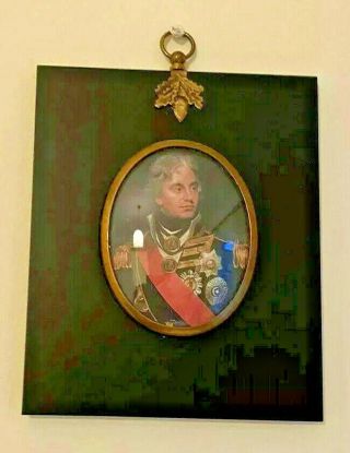 Very Rare Miniature Portrait Of Lord Nelson,  Horatio Nelson With Acorn Hanger
