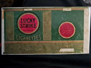 Vintage Ww2 Lucky Strike Green Pack Wrapper Flat