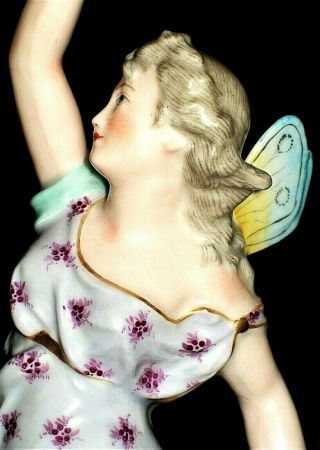Antique French Dresden Meissen Era Lady Goddess Fairy Peacock Porcelain Figurine