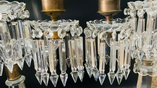 BACCARAT STYLE CRYSTAL GLASS CANDELABRA LUSTERS HURRICANE SHADES PAIR 4