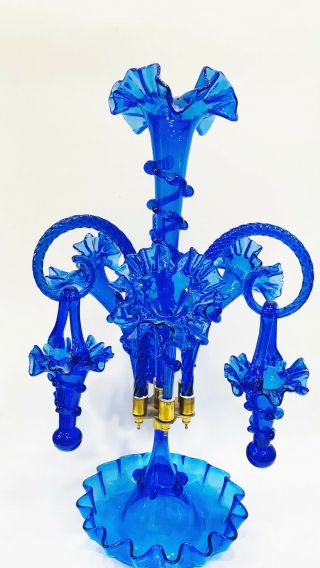 Decorative Victorian Style Blue Epergne - 23 "