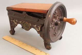 Antique Cast Iron Hand Crank German Geschutz Mechanical Tobacco Cutter Nr