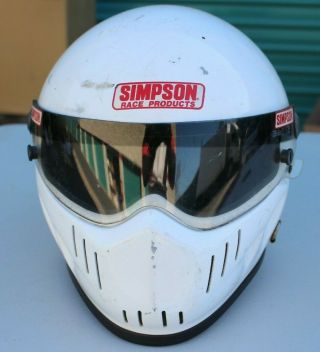 Vintage 1990 Simpson Racing Whitefull Face Motorcycle Racing Helmet Stormtrooper