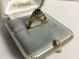 3.  4g Antique 18k Solid Gold Diamonds & Sapphire Cluster Ring Size O Vintage
