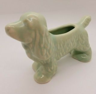 Vintage Mccoy Green Ceramic Cocker Spaniel Dog Planter/vase,  1960s