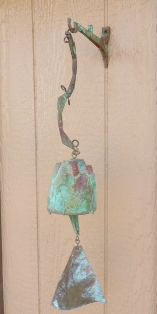 Vintage Paolo Soleri Arcosanti Cast Bronze Bell Wind Chime & Wall Bracket