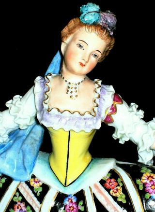Antique German Dresden Sitzendorf Lady Dancer Doll Rare Porcelain Figurine