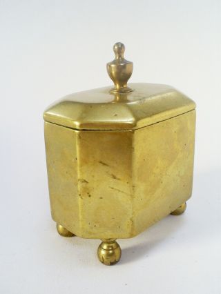 Fine Antique Georgian Heavy Cast Brass Octagonal Table Tobacco Jar/box 765 G