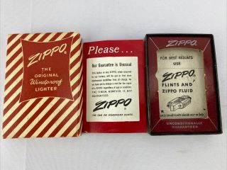 Vintage 40 - 50’s Empty Zippo Lighter Box Red & White Candy Stripes W/paperwork
