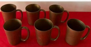 Set Six Vintage Hand Crafted Mid Century Heavy Copper Rhodesia Products Mugs Old