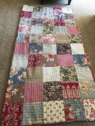 Vintage Pottery Barn Providence Patchwork Full Queen Bed Quilt Rare Gorgeous