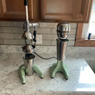 Vintage Hamilton Beach Milkshake Mixer Model 30 Green Matching Juicer