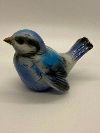 Vtg Goebel Porcelain Blue Bird Figurine Cv73 West Germany Tail Up
