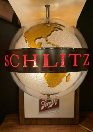 Vintage Schlitz Beer With Motion.  Rotating Lighted Globe 1960’s Design It