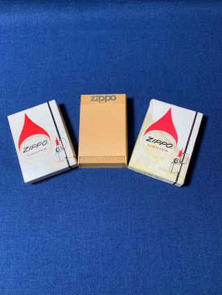 3 Vintage Zippo Boxes 2 Cardboard 1 Yellowed Plastic No Lighter