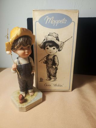 Vintage Gift World Of Gorham Made In Japan Porcelain Moppets Boy Going Fishing