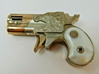 Vintage Modern Angel Mascot Pearl Handled Derringer Pistol Cigarette Lighter Vg