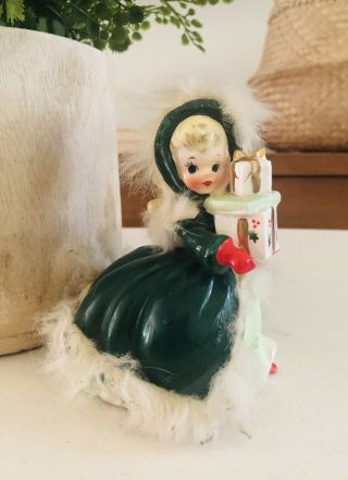 Vintage Napco Christmas Shopper Girl Figurine Japan