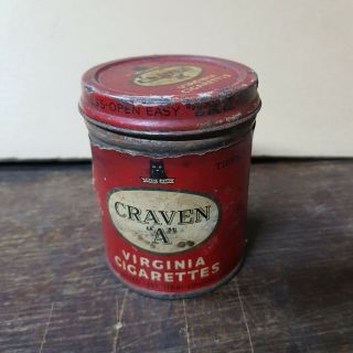 Vintage Advertising Craven A Virginia Cigarette Tin Box Round Empty