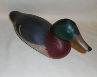 Antique Mallard Wooden Duck Decoy Handcrafted/painted Glass Eyes Unsigned