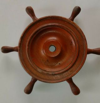 Vintage Wooden Ships Wheel 6 1/2 " In Diameter