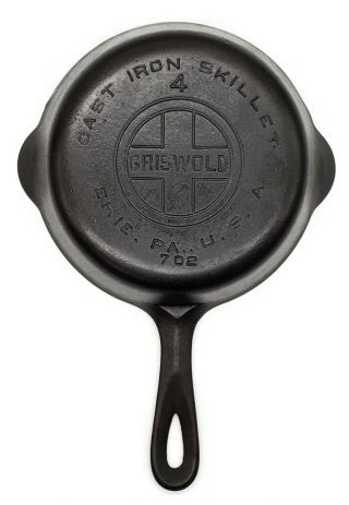 Vintage Griswold 4 Large Block Logo Erie Cast Iron Skillet Model 702