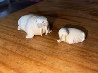 Vintage Ivory Walrus Figurines