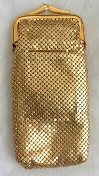 Vintage Whiting And Davis Gold Luxury Mesh Sequin Cigarette Case Pouch 2