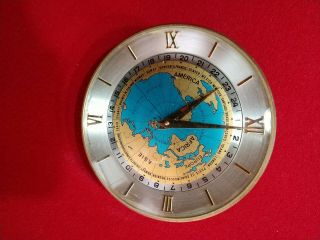 Vintage Arthur Imhof Swiss 15 Jewels 8 Day Desk Top World Time Globe Clock