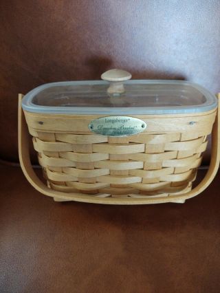 Longaberger Dresden Basket With Plastic Protector And Clear Lid
