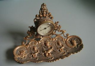 Antique Chinese Gilt Bronze Figural Clock With Dragons & Mythical Beasts