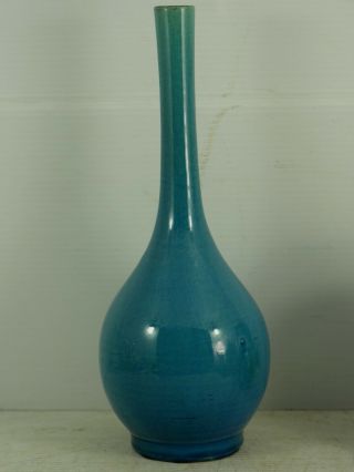 Old Chinese Turquoise Bottle Vase With Crackle Crazing Rare S