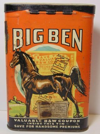 Empty Vintage 1930s Big Ben Horse Graphic Tobacco Pocket Tin Louisville Kentucky