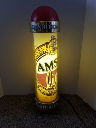 (vtg) Amstel Light Beer Motion Moving Spinning Light Up Sign Barber Tube