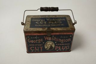 George Washington Cut Plug Tobacco Tin Box (p3r) Rj Reynolds Smoke Chew Greatest