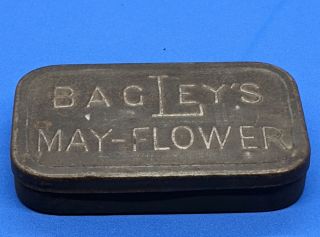 Antique Bagleys May - Flower Tobacco Tin Chewing Advertise Tobacciana Vintage