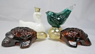 Vintage Avon Swan Turtles Song Bird Topaz Cologne Perfume Bottles Set Of 4