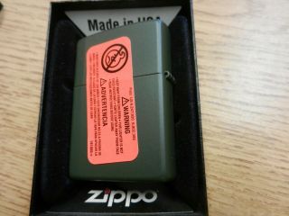2009 Zippo Special Forces 785 Lighter Matte Green W/ Correct Box Orange Seal 2