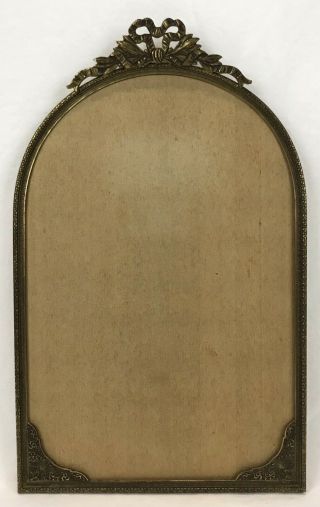 Vintage Brass Bronze Ribbon Top Dome Arch Photo Frame 8 X 11 3/4 Opening