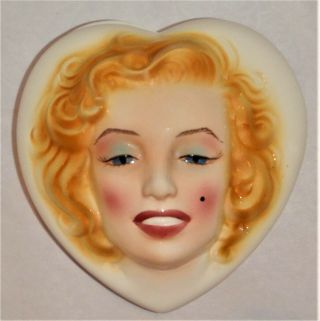 Marilyn Monroe 1988 Clay Art Jewelry Trinket Heart Shaped Dish Box With Lid