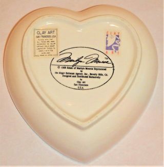 Marilyn Monroe 1988 Clay Art Jewelry Trinket Heart Shaped Dish Box with Lid 2