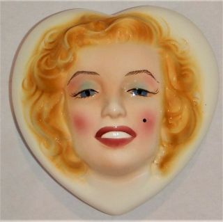 Marilyn Monroe 1988 Clay Art Jewelry Trinket Heart Shaped Dish Box with Lid 3