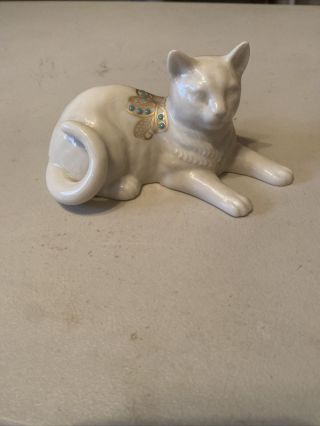 Vintage Lenox China Jewels Cat Figurine 1992 Porcelain Figurine