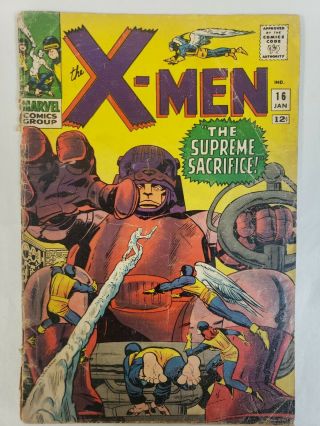 X - Men 16 1966 Marvel Comics The Supreme Sacrifice Good G - 1.  8 Low Grade