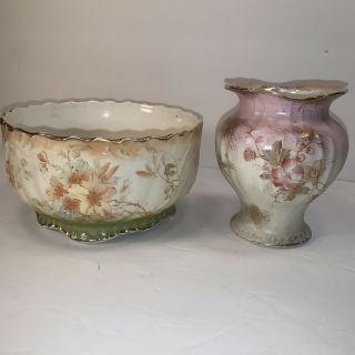 Vintage Maddock’s Lamberton Royal Porcelain Floral Bowl And Vase
