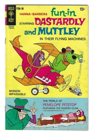 Hanna - Barbera Fun In 1 Gold Key Comic Book Dastardly And Muttley (tv) Cartoon