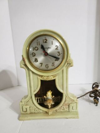 Vintage 1950 Master Crafters Electric Clock With Girl On Swing - Lights Up